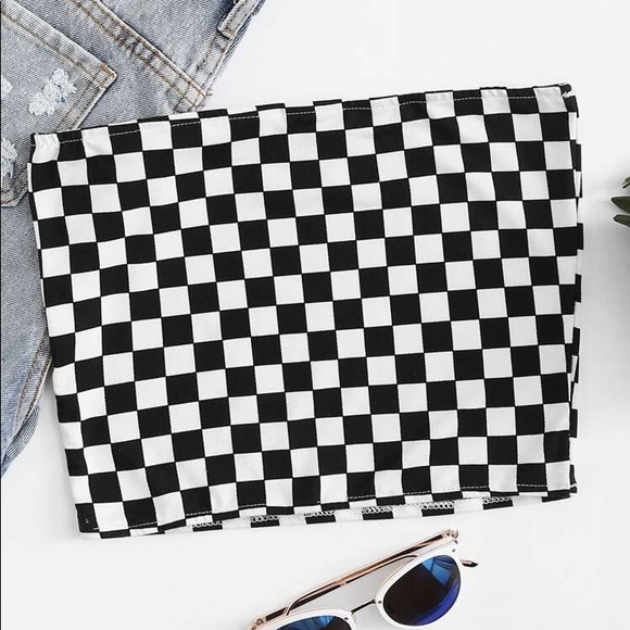 Checkered Print Tube Top - Picture 1 of 2